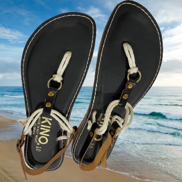 Kino Cordones Handmade Leather & Rope Sandals Made in Key West - Picture 1 of 7